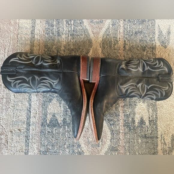 Tony Lama Men’s Black Leather Cowboy Western Boots Size 10 - Picture 7 of 10